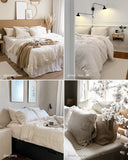 Striped in natural linen duvet cover