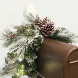 36 Inch Snowfall Creek Mailbox Swag - Pre-lit with LED Lights