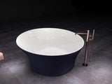 Lacrima Series 67 in. x 33 in. Flat Bottom Acrylic Freestanding Soaking Bathtub with Center Drain in Navy Blue