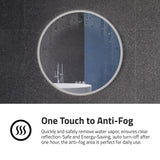 ANZZI Round LED Smart Mirror (24, 28, or 32 in. Diam.), Copper-Free, Adjustable CCT, Built-in Defogger, UL-Certified Electronics, IP44 Rated