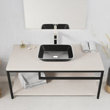 Innovio Series 18 in. L x 13 in. W Rectangular Bathroom Vessel Sink in Matte Black Finish Glass with Chrome Pop-Up Drain