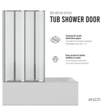 Accordion Style 33 in. x 55 in. H Sliding Framed Shower Door with Tempered Clear Glass