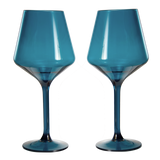 Floating Wine Glasses for Pool - Set of 2-15 OZ Shatterproof Poolside Wine Glasses, Tritan Plastic Reusable, Beach Outdoor Cocktail, Wine, Champagne, Water Glassware Spring Summer (Muted Blue)