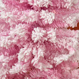 HOMCOM 6ft Tall Unlit Snow Flocked Artificial Christmas Tree Slim Pencil Xmas Tree with Pine Shape and Realistic Branches, Pink