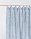 Tab top linen curtain panel (1 pcs) in Blue melange
