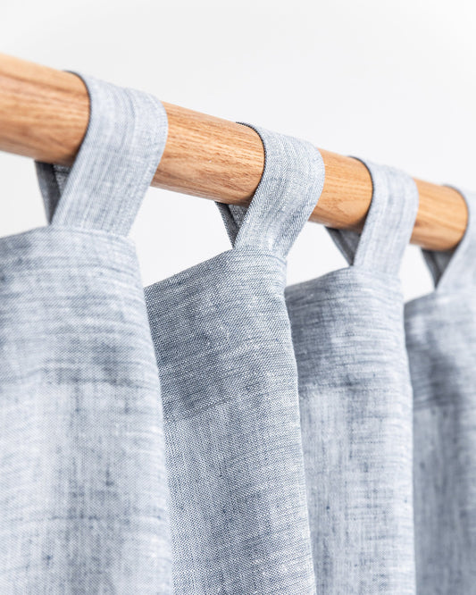 Tab top linen curtain panel (1 pcs) in Blue melange