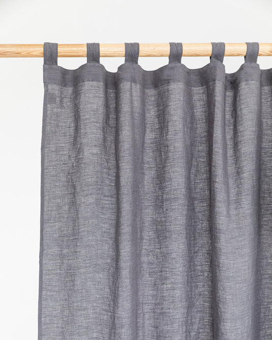 Tab top linen curtain panel (1 pcs) in Charcoal gray