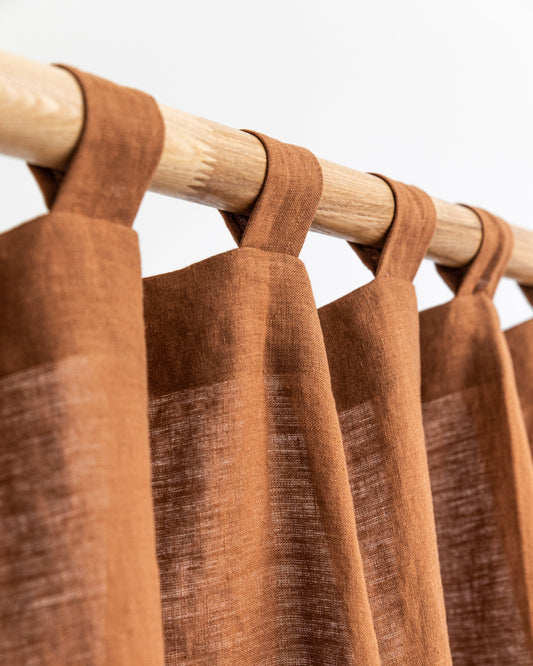 Tab top linen curtain panel (1 pcs) in Cinnamon