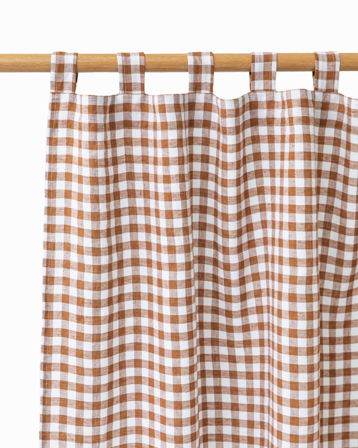 Tab top linen curtain panel (1 pcs) in Cinnamon gingham