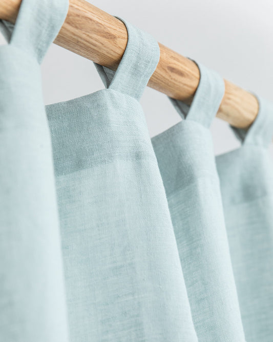 Tab top linen curtain panel (1 pcs) in Dusty blue