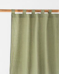 Tab top linen-cotton curtain panel (1 pcs) in Sage