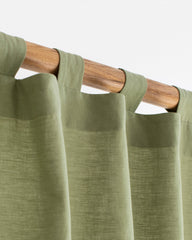 Tab top linen-cotton curtain panel (1 pcs) in Sage