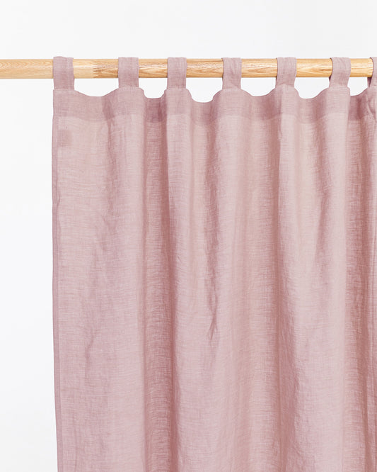 Tab top linen curtain panel (1 pcs) in Woodrose
