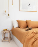 Tan linen duvet cover set (3 pcs)