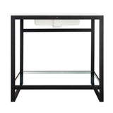 ANZZI Orchard 36" Console Sink Base (34" H), Ultramodern Angular Frame, Rust-Resistant Stainless Steel, Tempered Glass Shelf, Countertop Ready