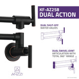 ANZZI Braccia Articulated Pot Filler, Dual Shut-Off Valves, 4 GPM High Flow, 24" Max Reach, Solid Brass Construction, Multiple Finishes