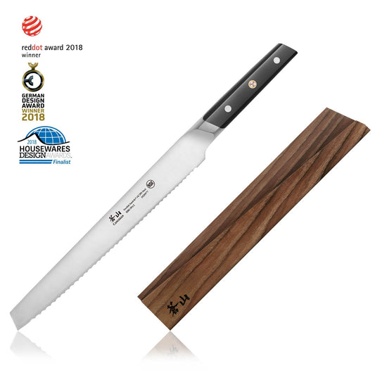 TC Series 10.25-Inch Bread Knife with Ash Wood Sheath, Forged Swedish 14C28N Steel, 1020984