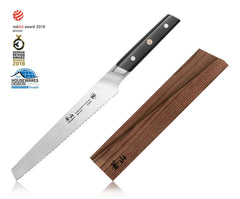 TC Series 8-Inch Bread Knife with Ash Wood Sheath, Forged Swedish 14C28N Steel, 1021004