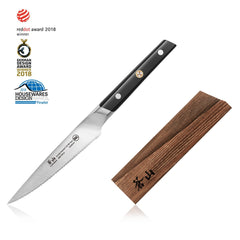 TC Series 5-Inch Serrated Utility Knife with Ash Wood Sheath, Forged Swedish 14C28N Steel, 1020922