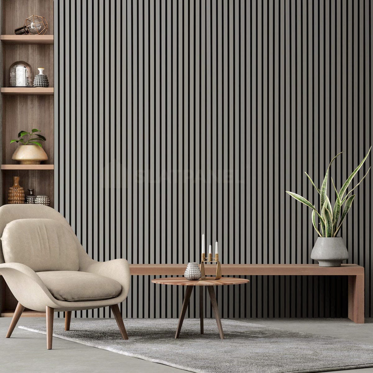 Dusty Gray Color Matte Acoustic Slat Wall Panels | Original Slatpanel®