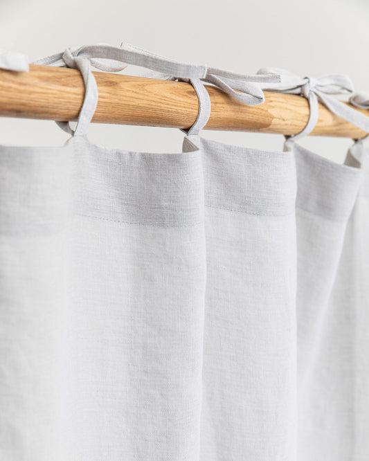 Tie top linen curtain panel (1 pcs) in Light gray