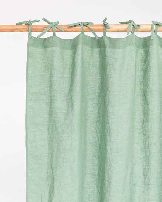 Tie top linen curtain panel (1 pcs) in Matcha green