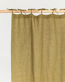 Tie top linen curtain panel (1 pcs) in Olive green