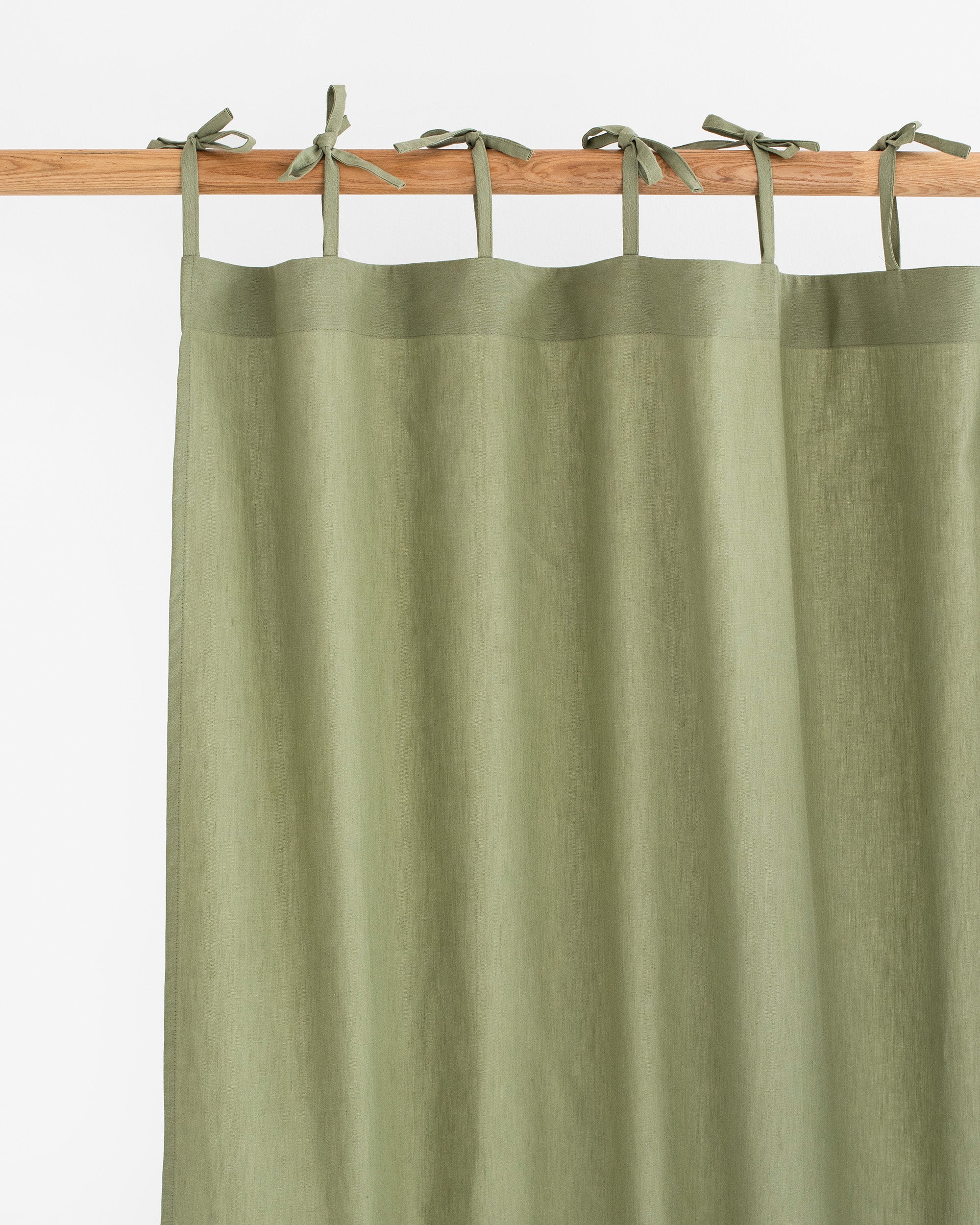 Tie top linen-cotton curtain panel (1 pcs) in Sage