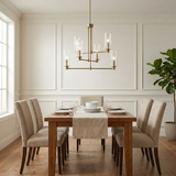 Timeless Six Lights Chandelier With Clear Ribbed Glass - Satin Brass