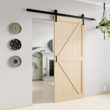 Mammoth Series 36 in. x 84 in. All Natural Finish MDF Interior Sliding Barn Door with Hardware Kit in Matte Black