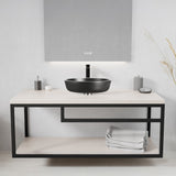 Allegro Series 17 in. L x 17 in. W Round Bathroom Vessel Sink in Matte Black Finish Glass with Chrome Pop-Up Drain