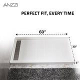 Kahn Series 60 in. x 30 in. Alcove Shower Base and Frameless Sliding Shower Door Combo with Tsunami Guard