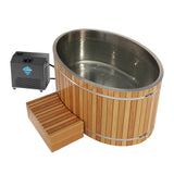 62 in. 2-Person 0-Jet Cedar Cold Plunge Ice Bath/Hot Tub with 24 in. Depth and 169 Gal. Capacity in Natural Finish