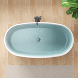 Roccia Series 61 in. x 31 in. Flat Bottom Solid Surface Freestanding Soaking Bathtub with Center Drain in Matte White