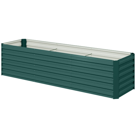 Outsunny 8x2x2ft Galvanized Raised Garden Bed Kit with Safety Edging for Flowers, Herbs and Vegetables, Green