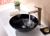 Arc Series 17 in. Bathroom Vessel Sink with Scratch-Tough and Stain-Resistant Non-Porous Surface in Blue Glass