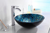 Mosaic Series 17 in. Bathroom Vessel Sink with Scratch-Tough and Stain-Resistant Non-Porous Surface in Blue Glass