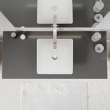 Solstice Series 16 in. L x 16 in. W Square Bathroom Vessel Sink in White Finish Glass with Chrome Pop-Up Drain
