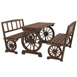 Outsunny Carbonized Patio Perfection: 4-Person Dining Set with Carriage-Wheel Design for Alfresco Elegance
