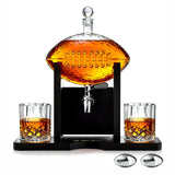Football Decanter with 2 Whiskey & Wine Glasses & Chillers