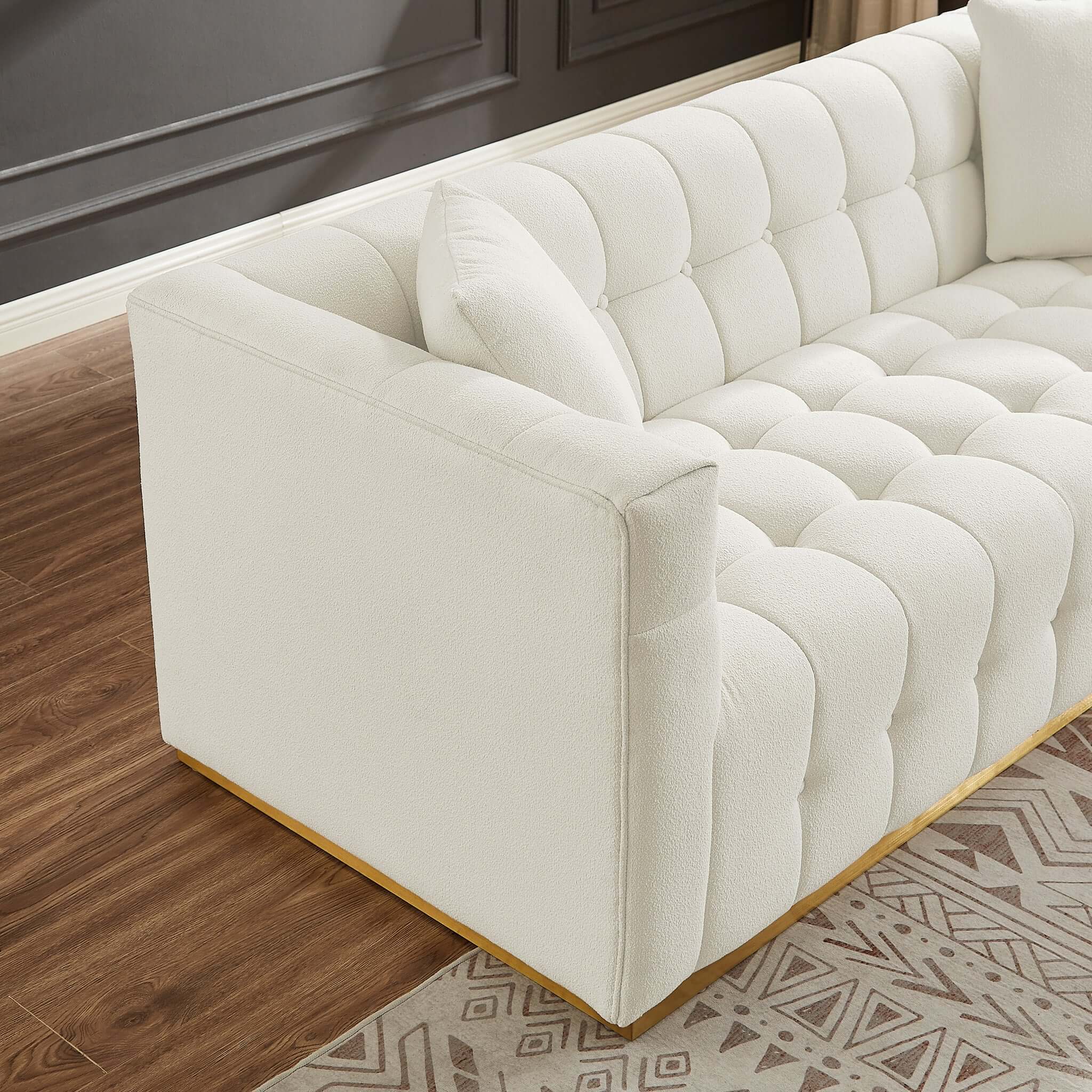 Eleanor Mid-Century Modern  Sofa Beige Boucle