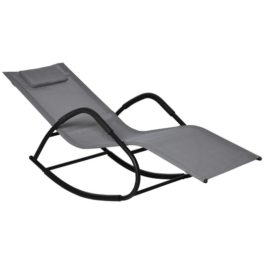 Outsunny Zero-Gravity Relaxation: Gray Patio Rocking Sun Lounger for Poolside Unwinding