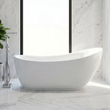 Talyah Series 71 in. x 35 in. Flat Bottom Acrylic Freestanding Soaking Bathtub with Center Drain in Glossy White