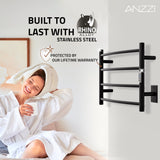 ANZZI Glow Series 4-Bar Compact Towel Warmer (23.5" L x 16.5" H), Dual Installation, Digital Control Panel, Rhino Alloy Certified Stainless Steel