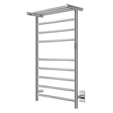 ANZZI Eve Series 8-Bar Towel Warmer (23.6" W x 39" H) with Top Shelf, Digital Control, Dual Installation, Rhino Alloy Certified Stainless Steel