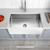 Apollo Series Farmhouse Solid Surface 36 in. 0-Hole Single Bowl Kitchen Sink with Stainless Steel Interior in Matte White