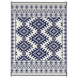 Outsunny Reversible Outdoor Rug, Waterproof Plastic Straw with Carry Bag, 9' x 12', Blue & White Rhombus Border