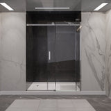 Rhodes Series 50 to 54 in. x 76 in. H Sliding Frameless Shower Door with Tsunami Guard Tempered Clear Glass