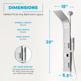 Aura Series 39 in. 2-Jetted Full Body Shower Panel System with Rainfall Showerhead and Spray Wand