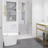 Fellow Series 24 in. x 70 in. Frameless Hinged Shower Door with Clear/Frosted Tempered Glass and Tsunami Guard